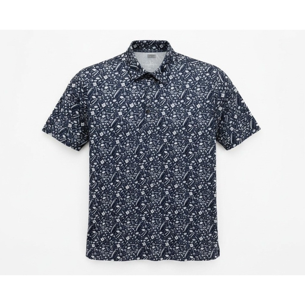 Callaway Mens Golf Polo Shirt Size XL Short Sleeve Navy Blue Cocktail Print NWT - Picture 1 of 16